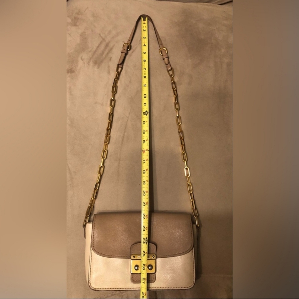 AUTHENTIC Miu Miu Crossbody Bag Beige Tan Leather gold hardware purse - Picture 5 of 10